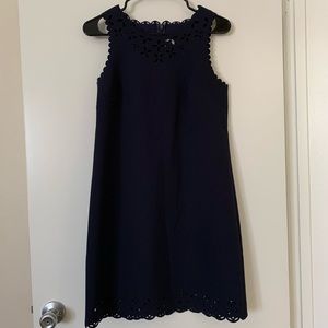 Navy J. Crew Scalloped Shift Dress Size 5